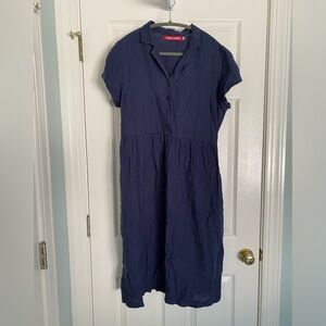 Pyne & Smith navy blue linen shirtwaist dress no 30
